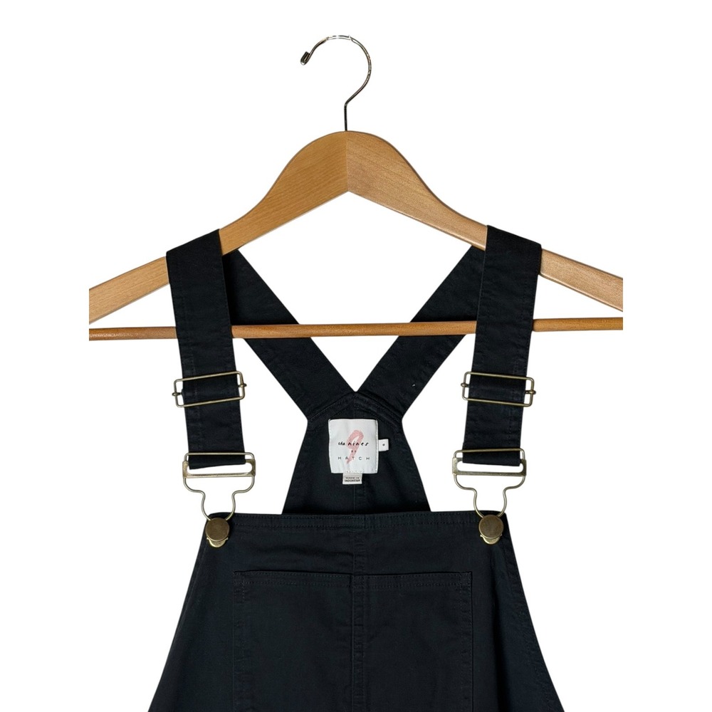 HATCH The Nines Maternity Overalls Women 8 Black Cotton Twill Straight Leg - Picture 4 of 10